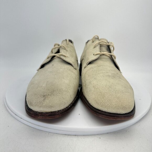 John Varvatos Men Size 7M White Beige Suede Plain Toe Derby Dress Shoes - Picture 3 of 15